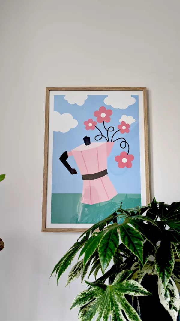 Affiche Cafetière fleurie